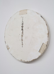 #31, 39" diameter x 4", enamel, plaster, resin, tar, wax, wood, 1997-2001